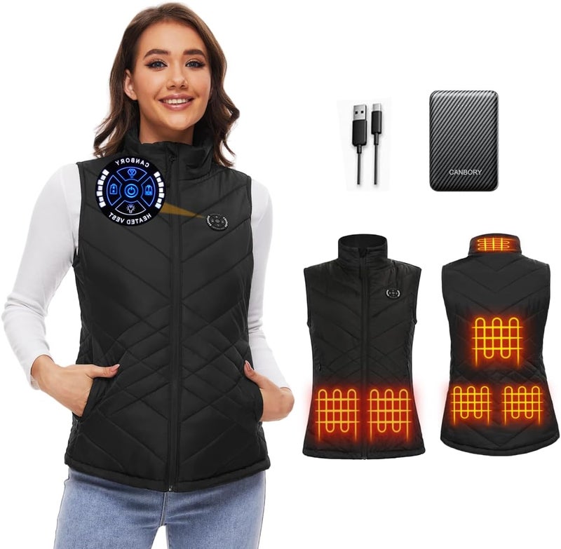 CANBORY Store Heated Vest Women with Battery Pack Included, 5IN1 Controller Warming Slim Fit Electric Heating Jacket Vests - Image 1